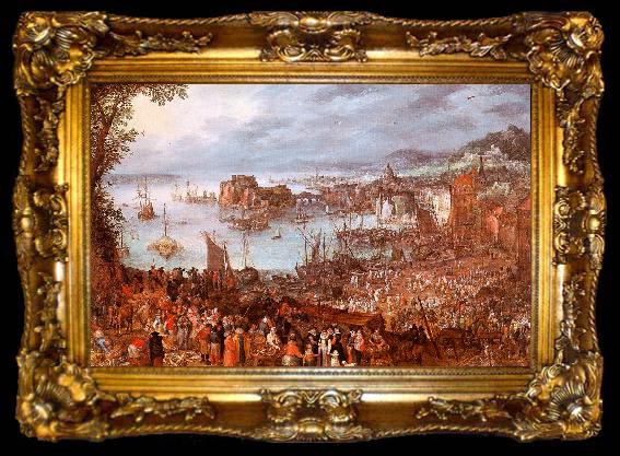 framed  Jan Brueghel The Great Fish Market, ta009-2